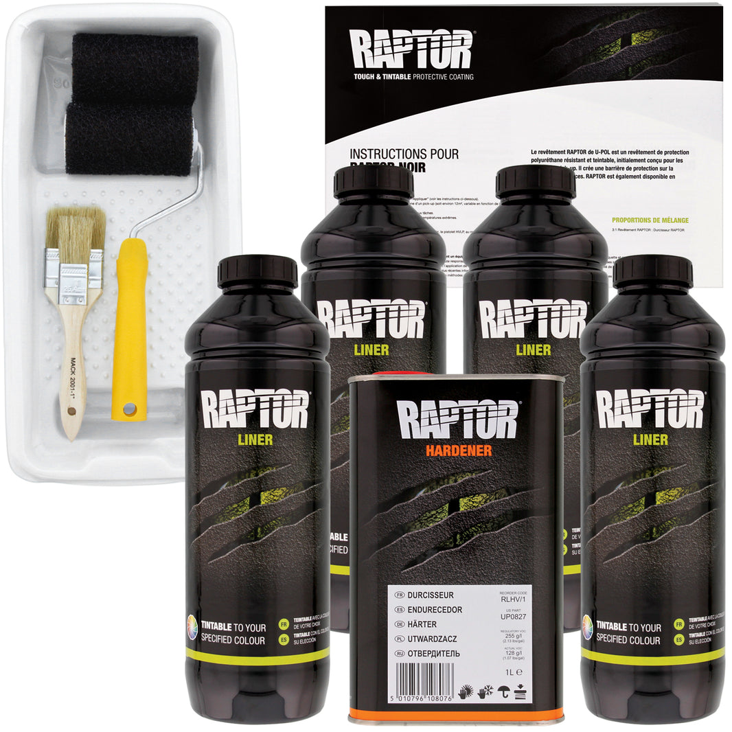 Tintable - U-POL Urethane Roll-On Truck Bed Liner Kit with included Roller, Tray & Brush, 4 Quarts
