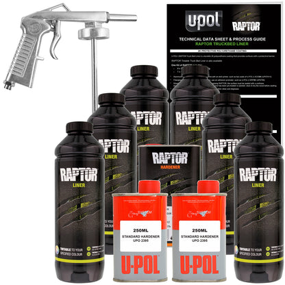 Tintable - U-POL Urethane Spray-On Truck Bed Liner Kit with included Spray Gun, 6 Quarts