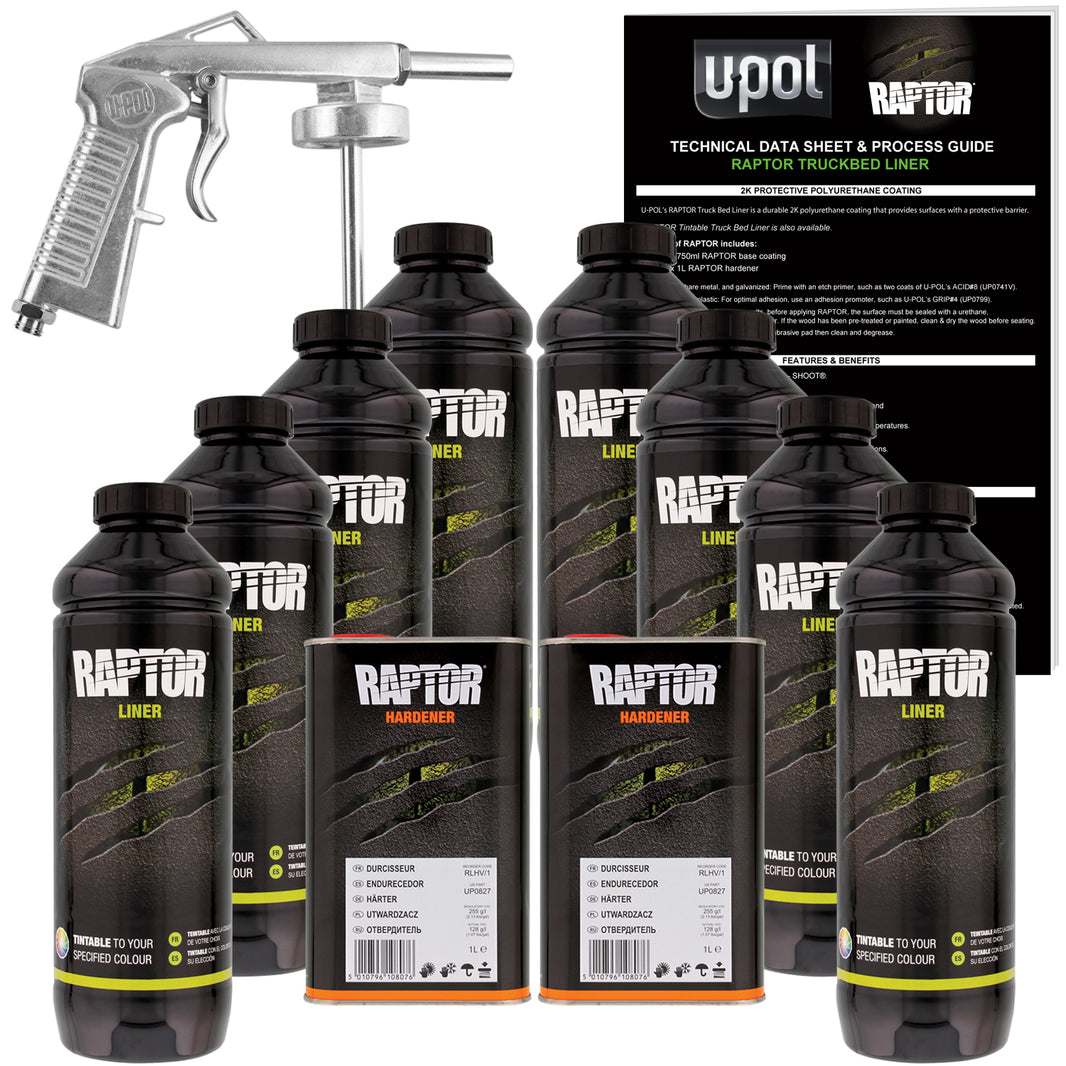 Tintable - U-POL Urethane Spray-On Truck Bed Liner Kit with included Spray Gun, 8 Quarts