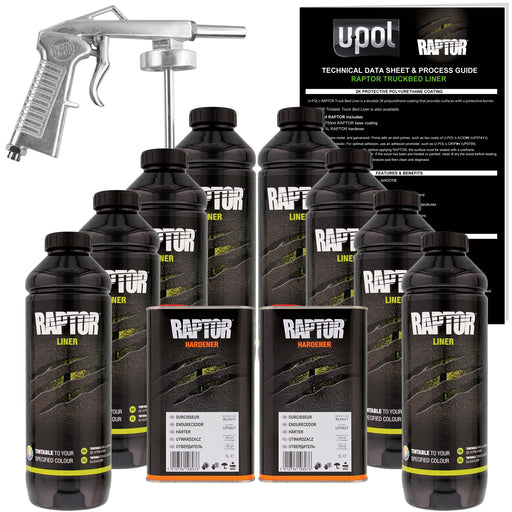 Tintable - U-POL Urethane Spray-On Truck Bed Liner Kit with included Spray Gun, 8 Quarts