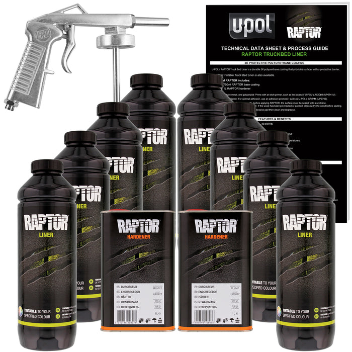 Tintable - U-POL Urethane Spray-On Truck Bed Liner Kit with included Spray Gun, 8 Quarts