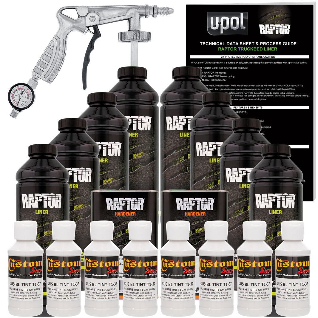 GM White - U-POL Urethane Spray-On Truck Bed Liner Kit with included Spray Gun, 8 Quarts