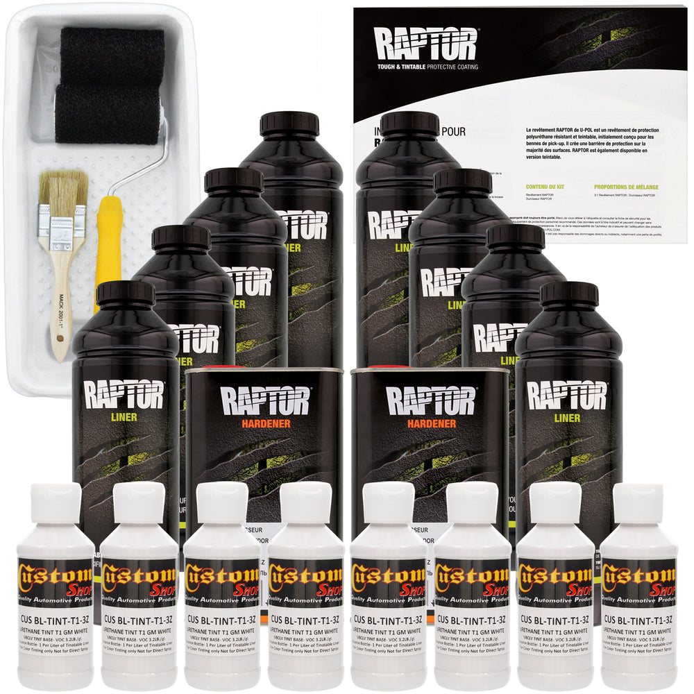 GM White - U-POL Urethane Roll-On Truck Bed Liner Kit with included Roller, Tray & Brush, 8 Quarts