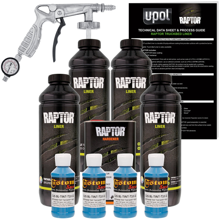 Safety Blue - U-POL Urethane Spray-On Truck Bed Liner Kit with included Spray Gun, 4 Quarts