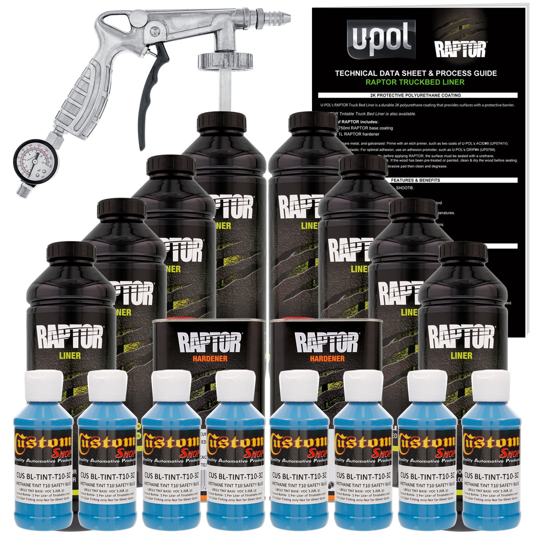 Safety Blue - U-POL Urethane Spray-On Truck Bed Liner Kit with included Spray Gun, 8 Quarts