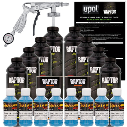 Safety Blue - U-POL Urethane Spray-On Truck Bed Liner Kit with included Spray Gun, 8 Quarts