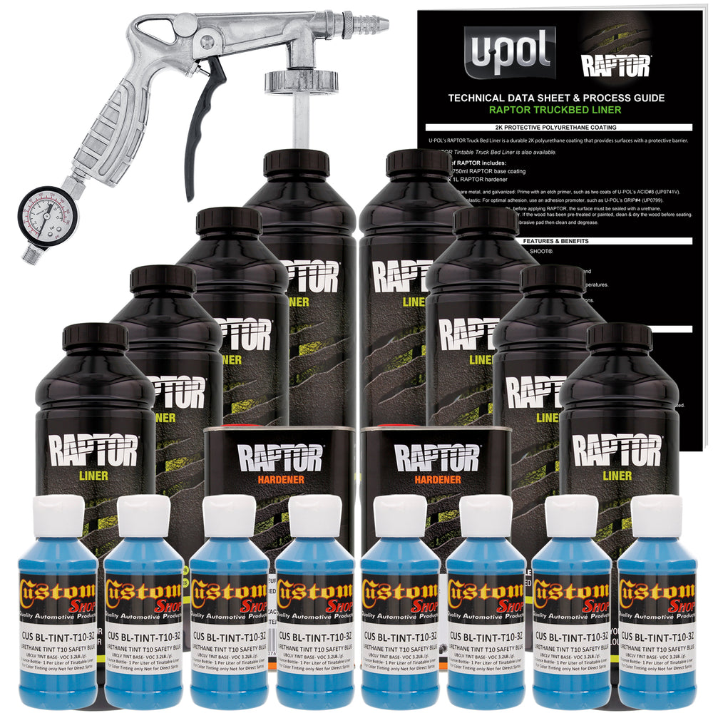 Safety Blue - U-POL Urethane Spray-On Truck Bed Liner Kit with included Spray Gun, 8 Quarts