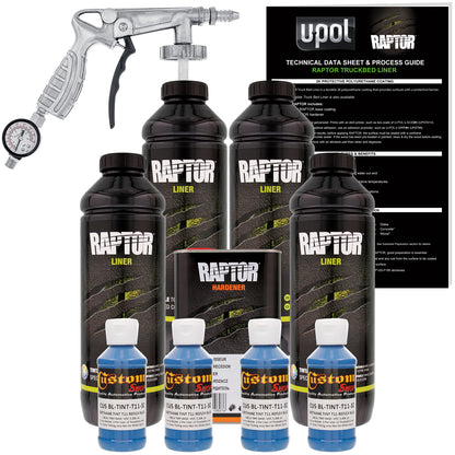 Reflex Blue - U-POL Urethane Spray-On Truck Bed Liner Kit with included Spray Gun, 4 Quarts