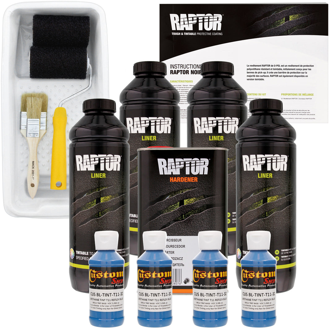 Reflex Blue - U-POL Urethane Roll-On Truck Bed Liner Kit with included Roller, Tray & Brush, 4 Quarts