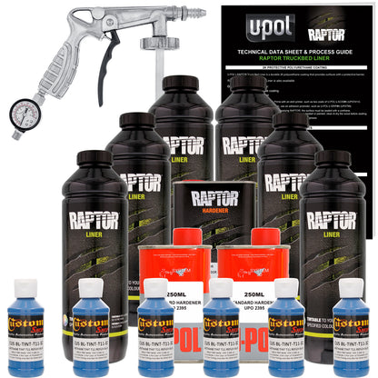 Reflex Blue - U-POL Urethane Spray-On Truck Bed Liner Kit with included Spray Gun, 6 Quarts