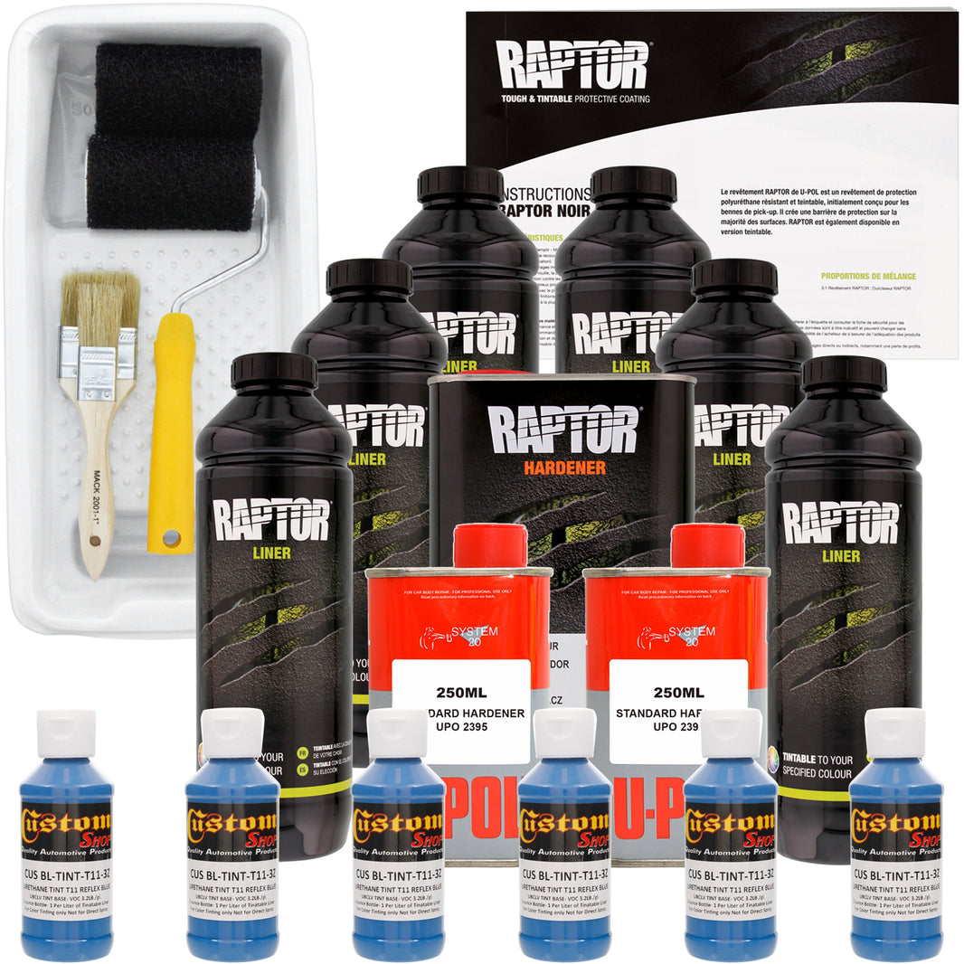 Reflex Blue - U-POL Urethane Roll-On Truck Bed Liner Kit with included Roller, Tray & Brush, 6 Quarts