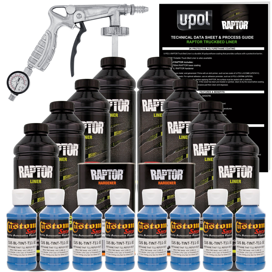 Reflex Blue - U-POL Urethane Spray-On Truck Bed Liner Kit with included Spray Gun, 8 Quarts