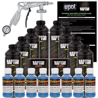 Reflex Blue - U-POL Urethane Spray-On Truck Bed Liner Kit with included Spray Gun, 8 Quarts