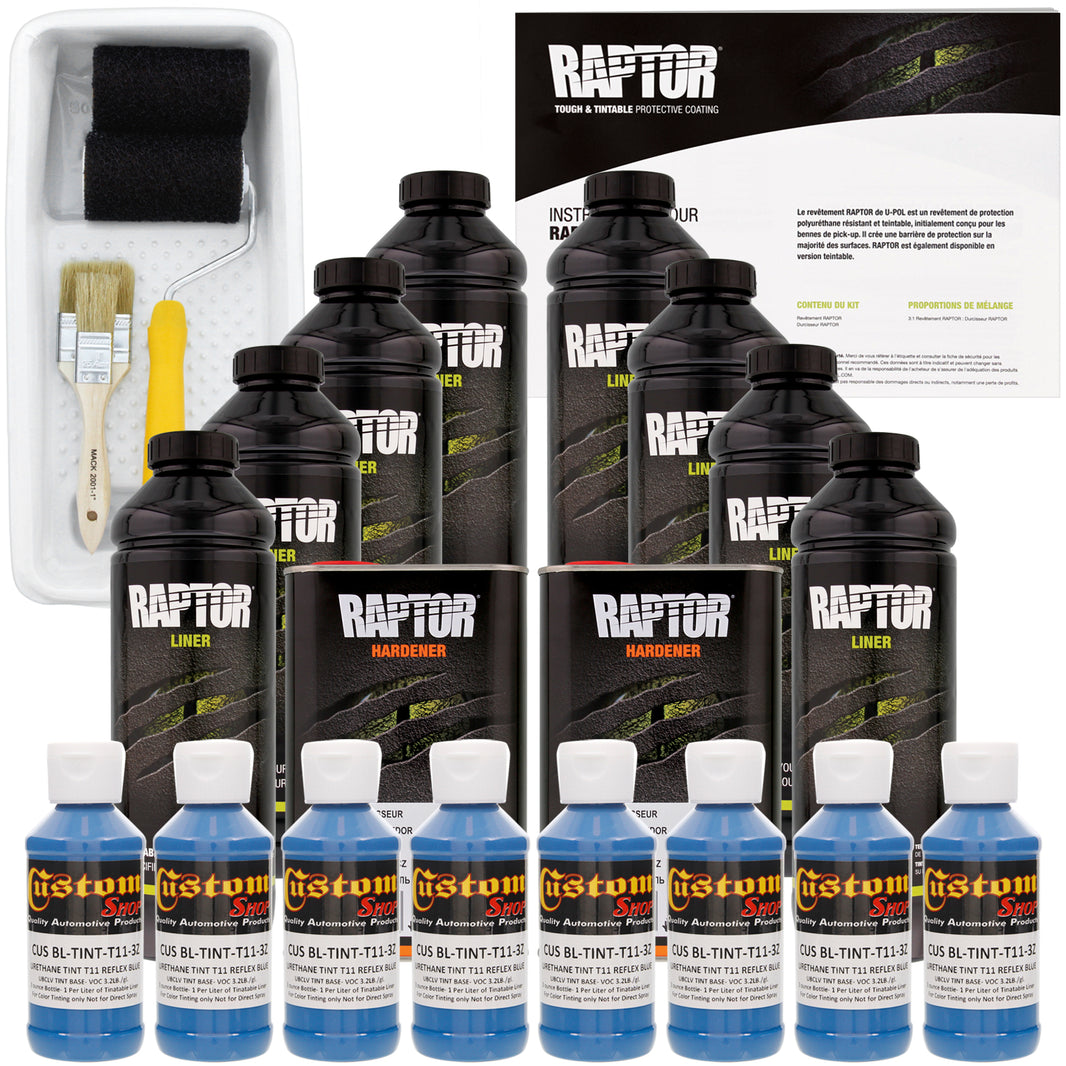 Reflex Blue - U-POL Urethane Roll-On Truck Bed Liner Kit with included Roller, Tray & Brush, 8 Quarts
