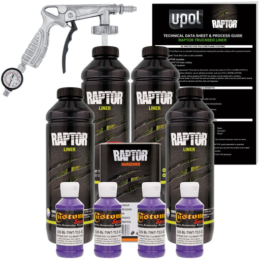 Bright Purple - U-POL Urethane Spray-On Truck Bed Liner Kit with included Spray Gun, 4 Quarts