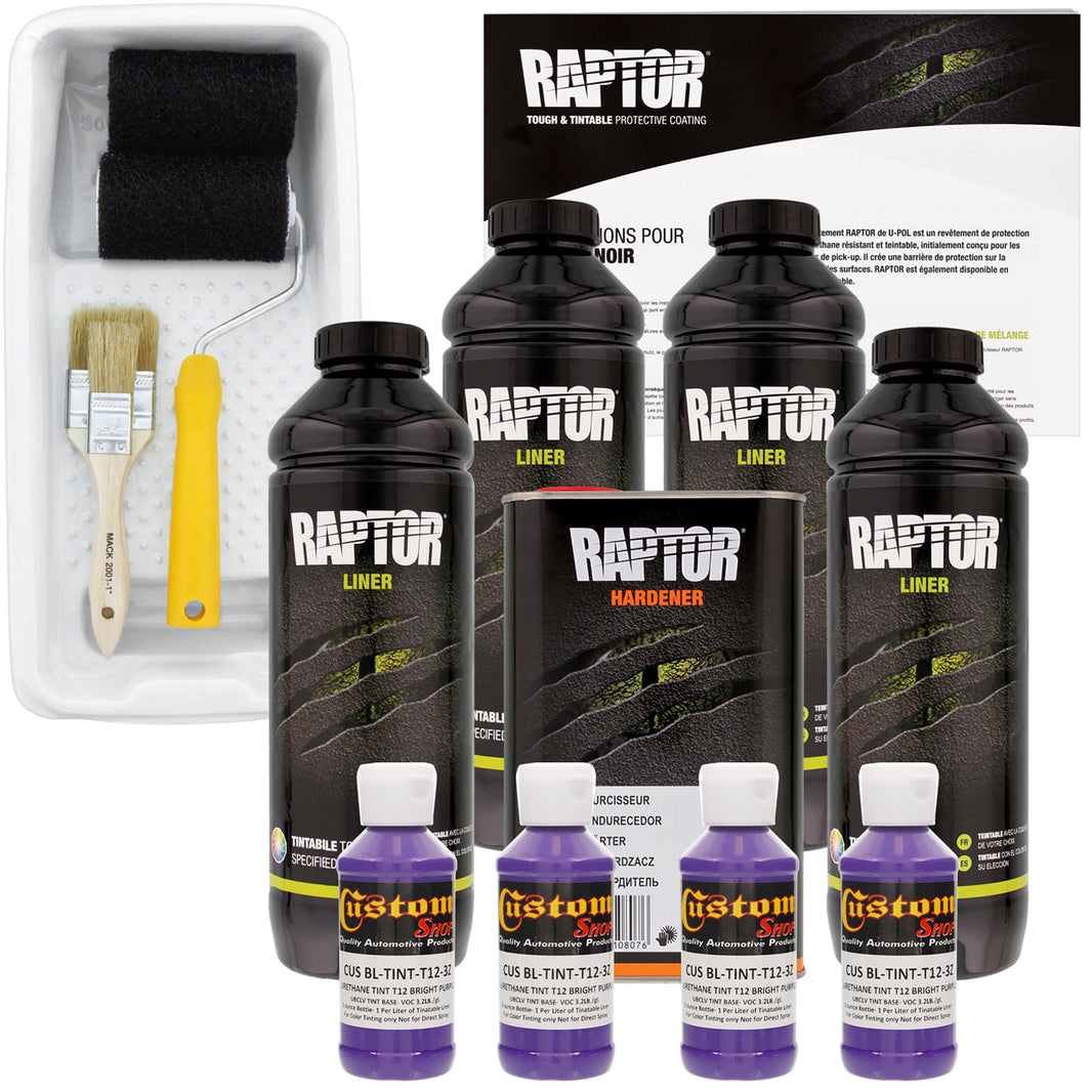 Bright Purple - U-POL Urethane Roll-On Truck Bed Liner Kit with included Roller, Tray & Brush, 4 Quarts
