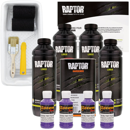 Bright Purple - U-POL Urethane Roll-On Truck Bed Liner Kit with included Roller, Tray & Brush, 4 Liters
