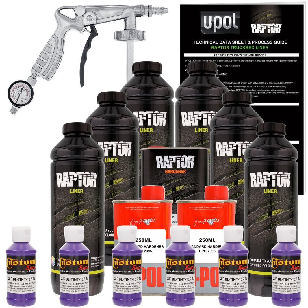 Bright Purple - U-POL Urethane Spray-On Truck Bed Liner Kit with included Spray Gun, 6 Quarts