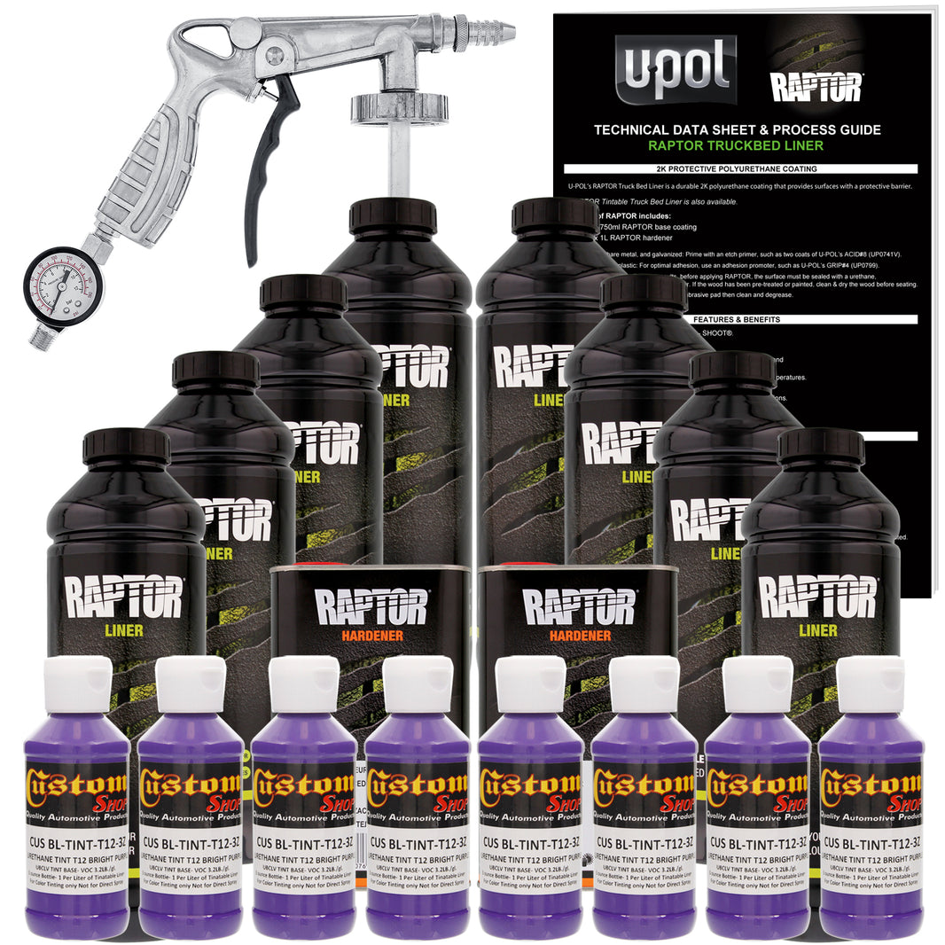 Bright Purple - U-POL Urethane Spray-On Truck Bed Liner Kit with included Spray Gun, 8 Quarts