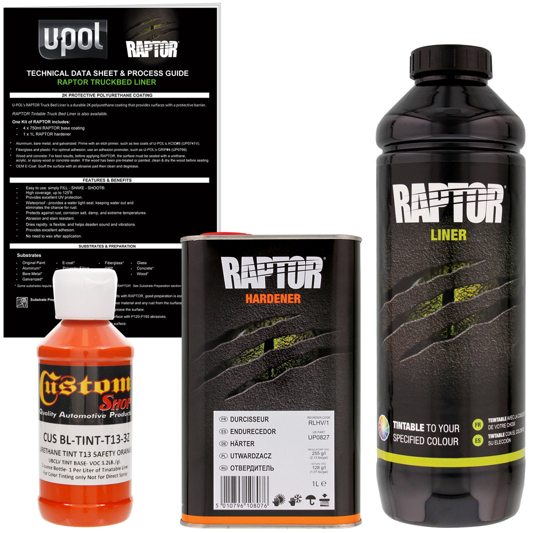 Safety Orange - U-POL Urethane Spray-On Truck Bed Liner & Texture Coating, 1 Liter