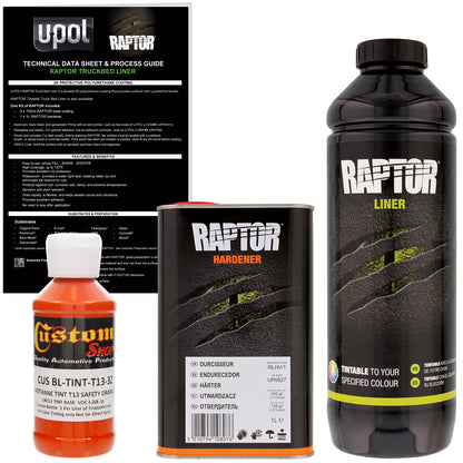 Safety Orange - U-POL Urethane Spray-On Truck Bed Liner & Texture Coating, 1 Liter
