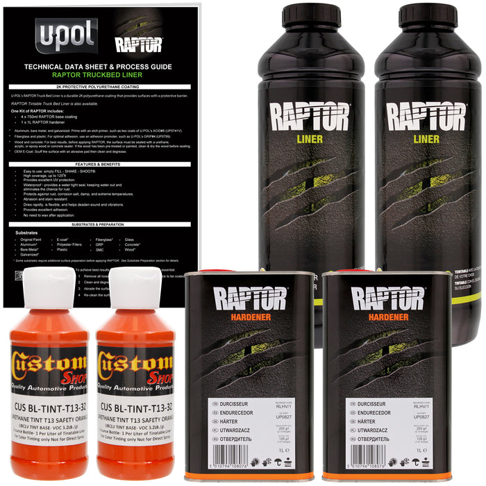 Safety Orange - U-POL Urethane Spray-On Truck Bed Liner & Texture Coating, 2 Quarts