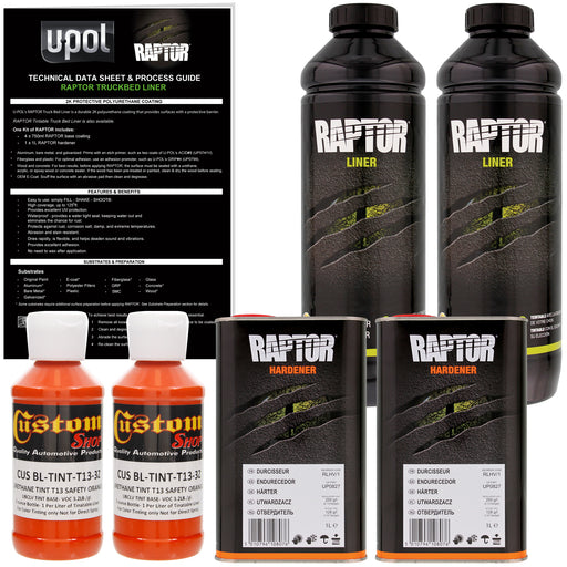 Safety Orange - U-POL Urethane Spray-On Truck Bed Liner & Texture Coating, 2 Liters