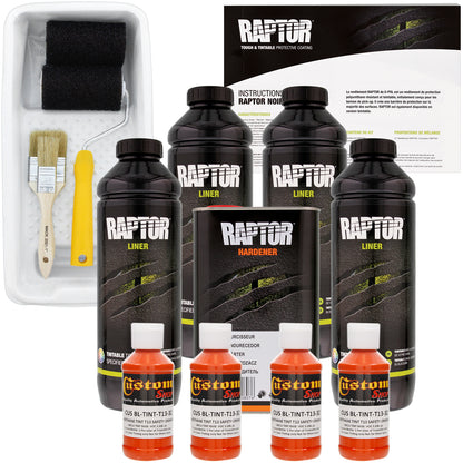 Safety Orange - U-POL Urethane Roll-On Truck Bed Liner Kit with included Roller, Tray & Brush, 4 Quarts