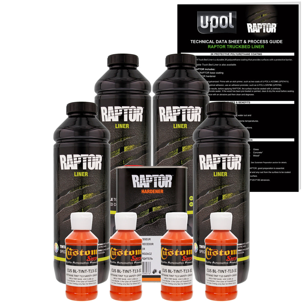 Safety Orange - U-POL Urethane Spray-On Truck Bed Liner & Texture Coating, 4 Quarts