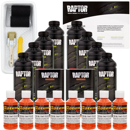Safety Orange - U-POL Urethane Roll-On Truck Bed Liner Kit with included Roller, Tray & Brush, 8 Quarts