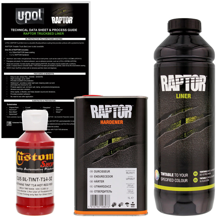 Hot Rod Red - U-POL Urethane Spray-On Truck Bed Liner & Texture Coating, 1 Liter