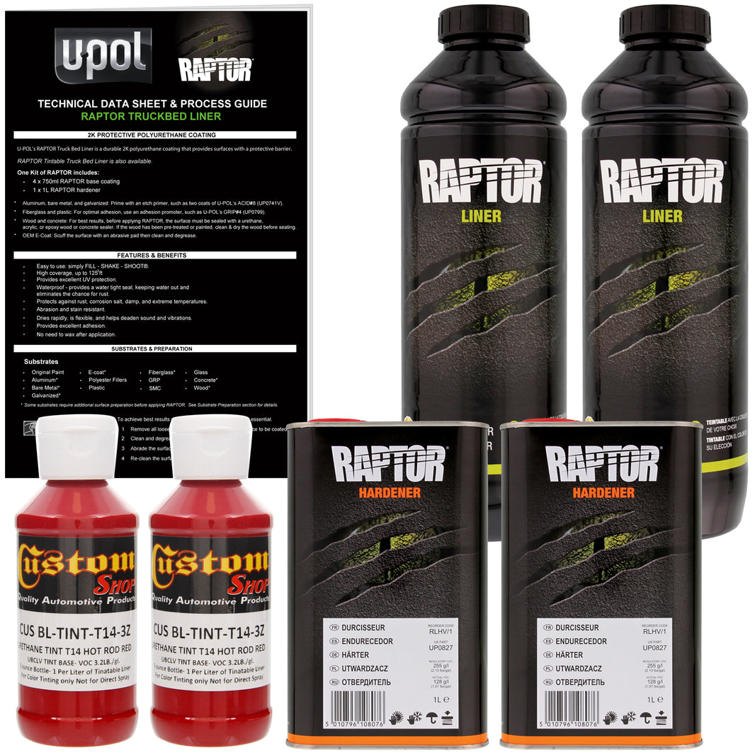 Hot Rod Red - U-POL Urethane Spray-On Truck Bed Liner & Texture Coating, 2 Quarts