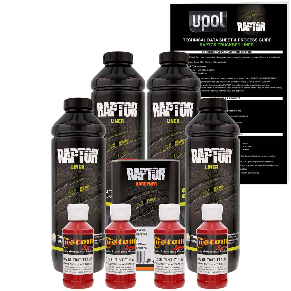 Hot Rod Red - U-POL Urethane Spray-On Truck Bed Liner & Texture Coating, 4 Quarts