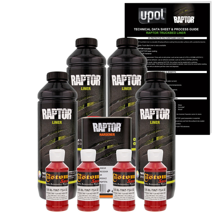 Hot Rod Red - U-POL Urethane Spray-On Truck Bed Liner & Texture Coating, 4 Quarts