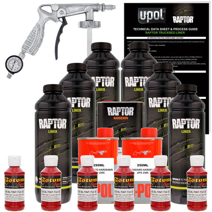 Hot Rod Red - U-POL Urethane Spray-On Truck Bed Liner Kit with included Spray Gun, 6 Quarts