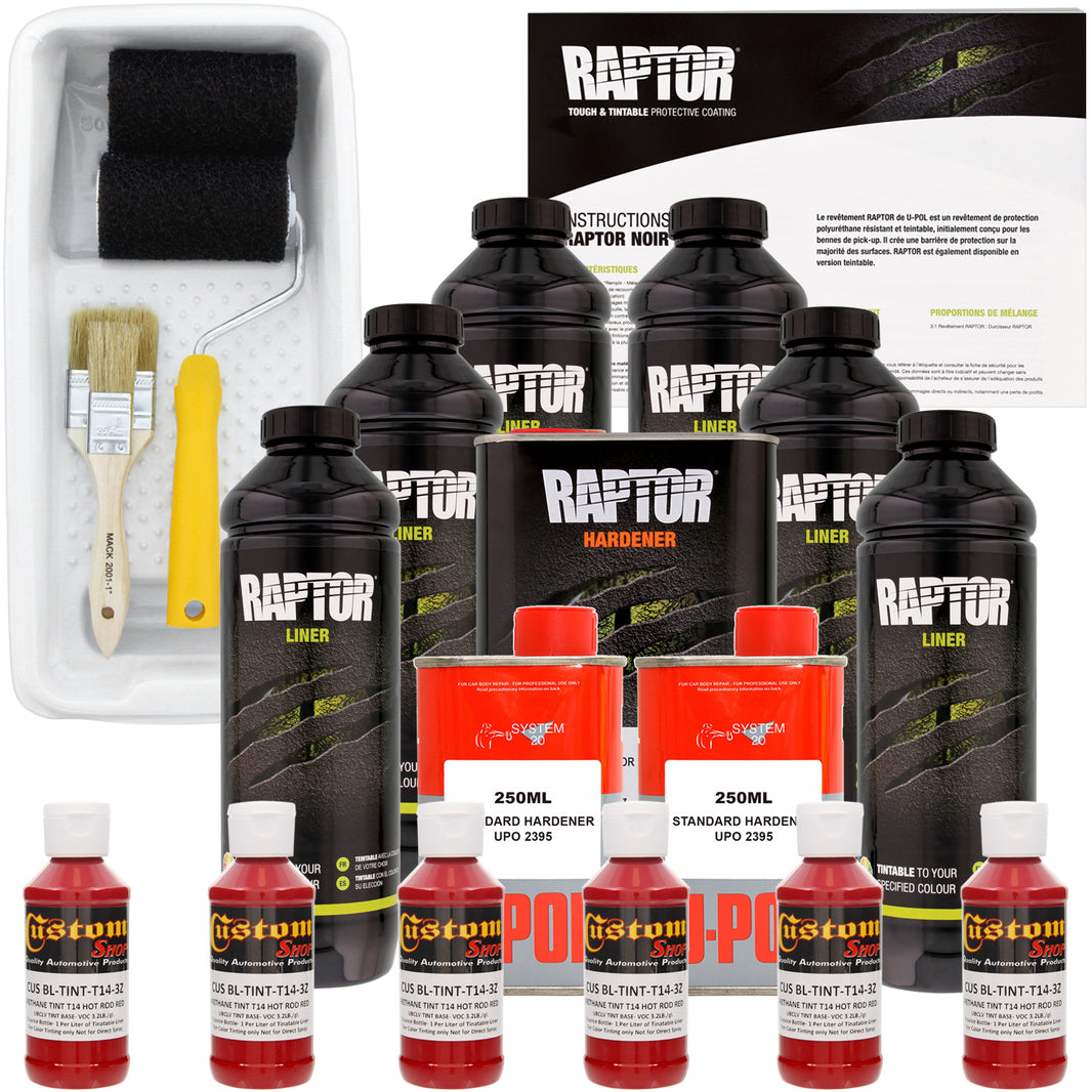 Hot Rod Red - U-POL Urethane Roll-On Truck Bed Liner Kit with included Roller, Tray & Brush, 6 Quarts