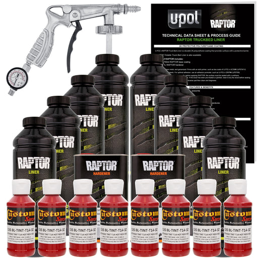 Hot Rod Red - U-POL Urethane Spray-On Truck Bed Liner Kit with included Spray Gun, 8 Liters