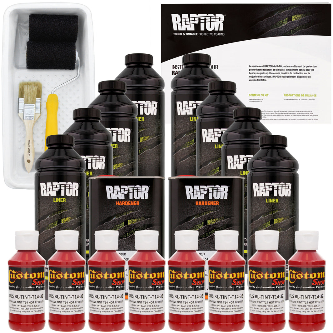 Hot Rod Red - U-POL Urethane Roll-On Truck Bed Liner Kit with included Roller, Tray & Brush, 8 Quarts