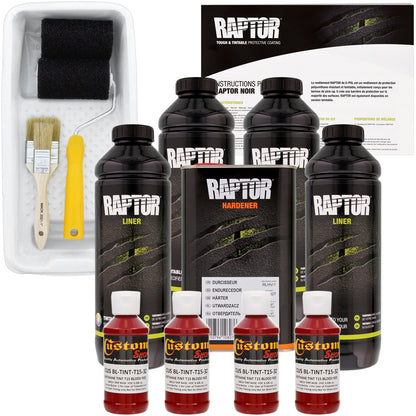 Blood Red - U-POL Urethane Roll-On Truck Bed Liner Kit with included Roller, Tray & Brush, 4 Quarts