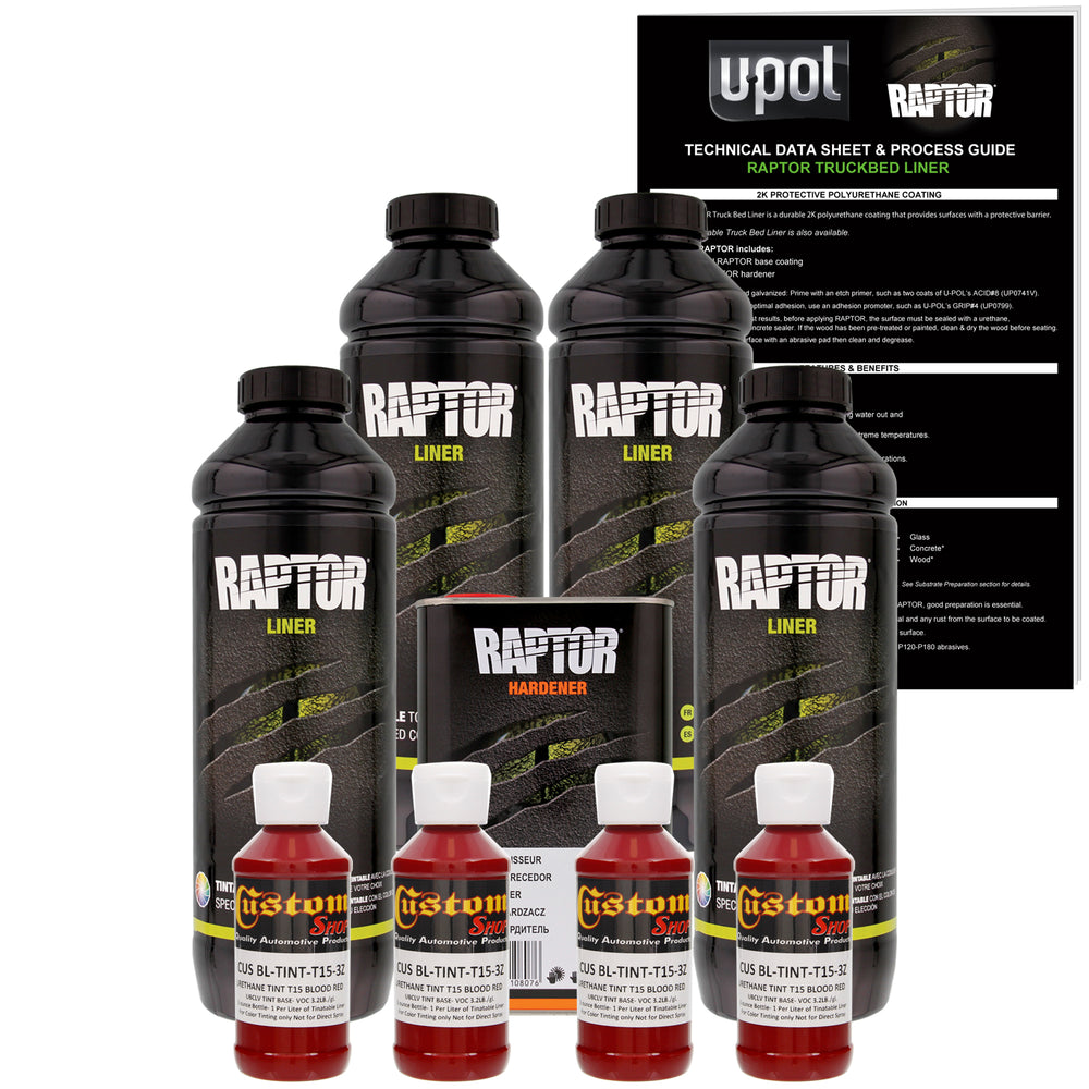 Blood Red - U-POL Urethane Spray-On Truck Bed Liner & Texture Coating, 4 Liters