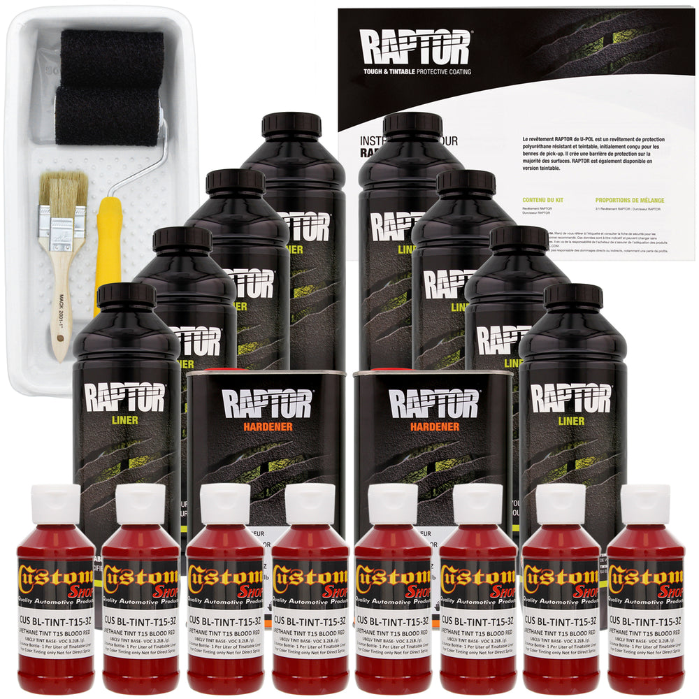 Blood Red - U-POL Urethane Roll-On Truck Bed Liner Kit with included Roller, Tray & Brush, 8 Quarts