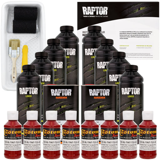 Blood Red - U-POL Urethane Roll-On Truck Bed Liner Kit with included Roller, Tray & Brush, 8 Quarts