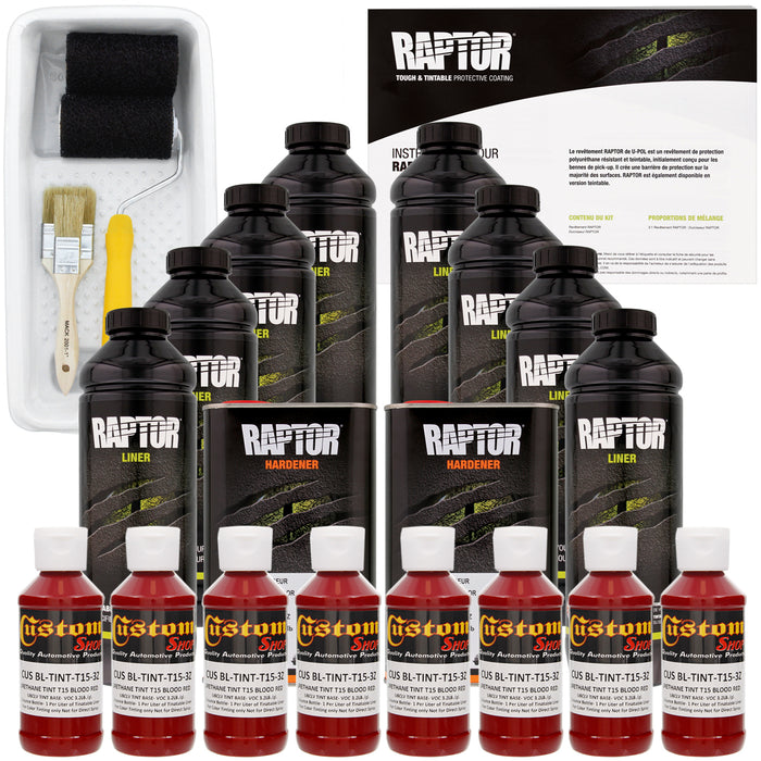 Blood Red - U-POL Urethane Roll-On Truck Bed Liner Kit with included Roller, Tray & Brush, 8 Quarts
