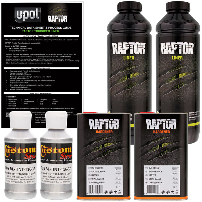 Bright Silver - U-POL Urethane Spray-On Truck Bed Liner & Texture Coating, 2 Quarts