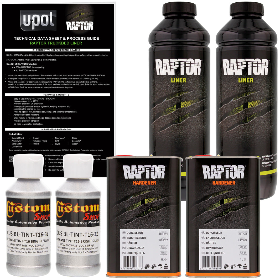 Bright Silver - U-POL Urethane Spray-On Truck Bed Liner & Texture Coating, 2 Quarts