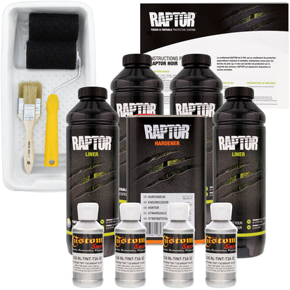 Bright Silver - U-POL Urethane Roll-On Truck Bed Liner Kit with included Roller, Tray & Brush, 4 Quarts