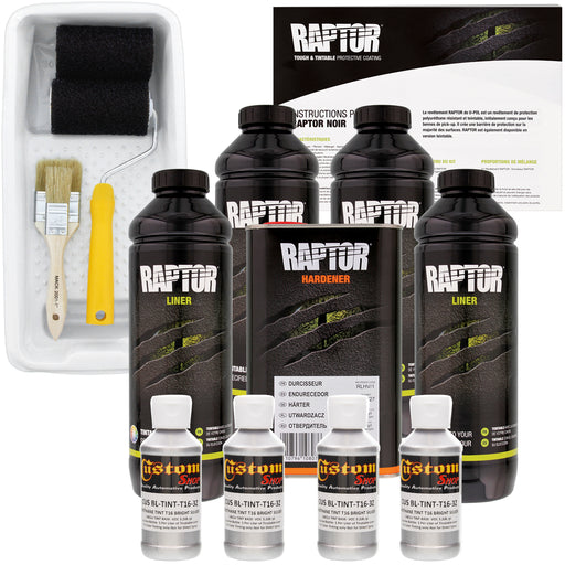 Bright Silver - U-POL Urethane Roll-On Truck Bed Liner Kit with included Roller, Tray & Brush, 4 Quarts
