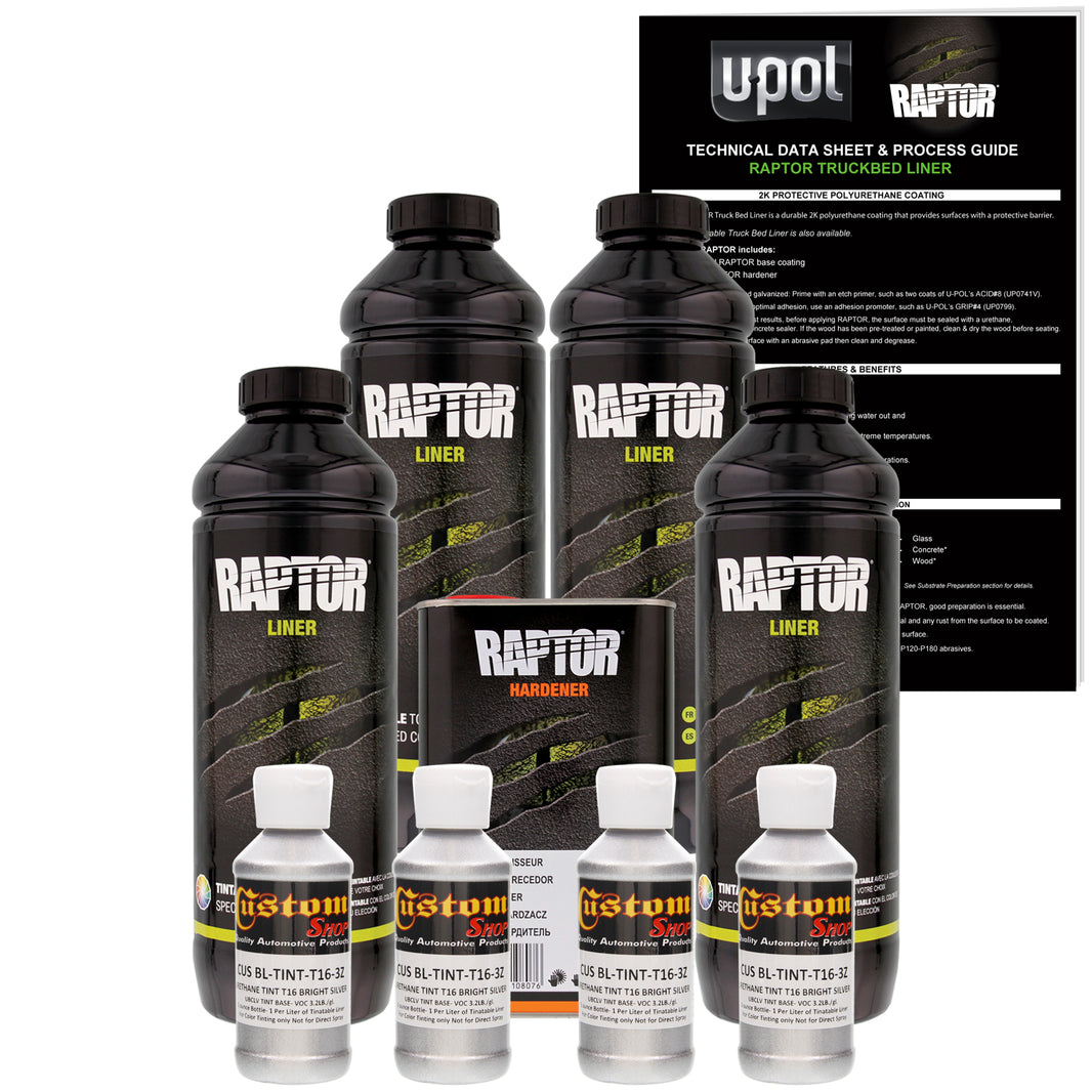 Bright Silver - U-POL Urethane Spray-On Truck Bed Liner & Texture Coating, 4 Quarts