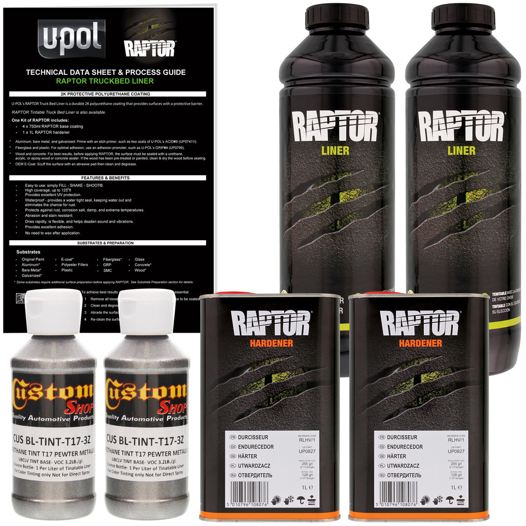 Pewter Metallic - U-POL Urethane Spray-On Truck Bed Liner & Texture Coating, 2 Quarts