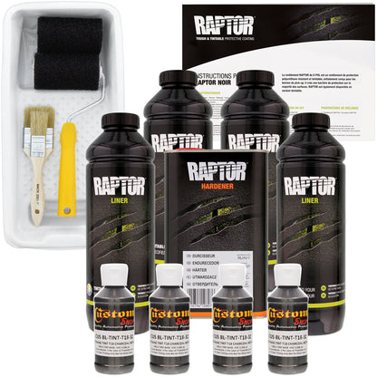 Charcoal Metallic - U-POL Urethane Roll-On Truck Bed Liner Kit with included Roller, Tray & Brush, 4 Quarts